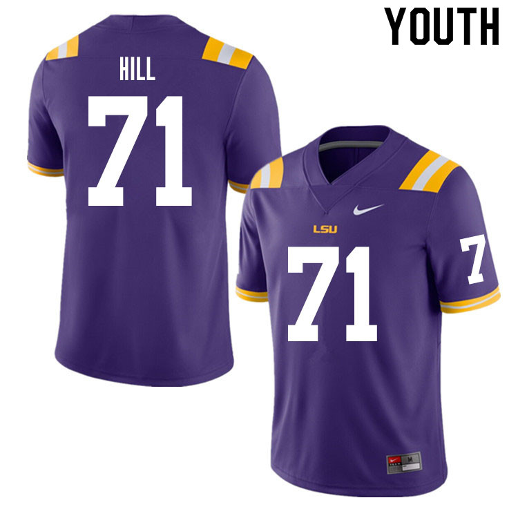 Youth #71 Xavier Hill LSU Tigers College Football Jerseys Sale-Purple